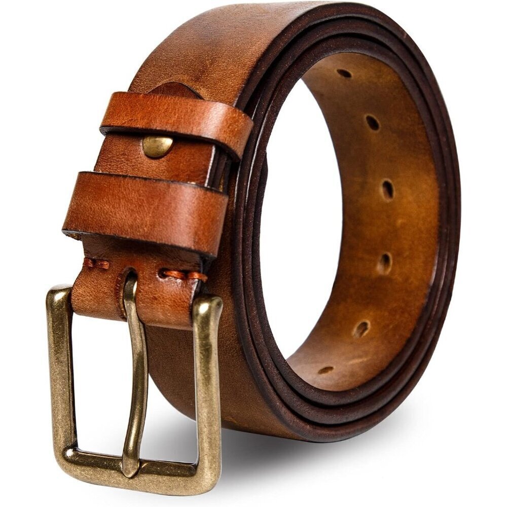 Thicken Full Grain Leather Mens Belt Heavy Duty Mens Work Belt Mens Belt High Ha